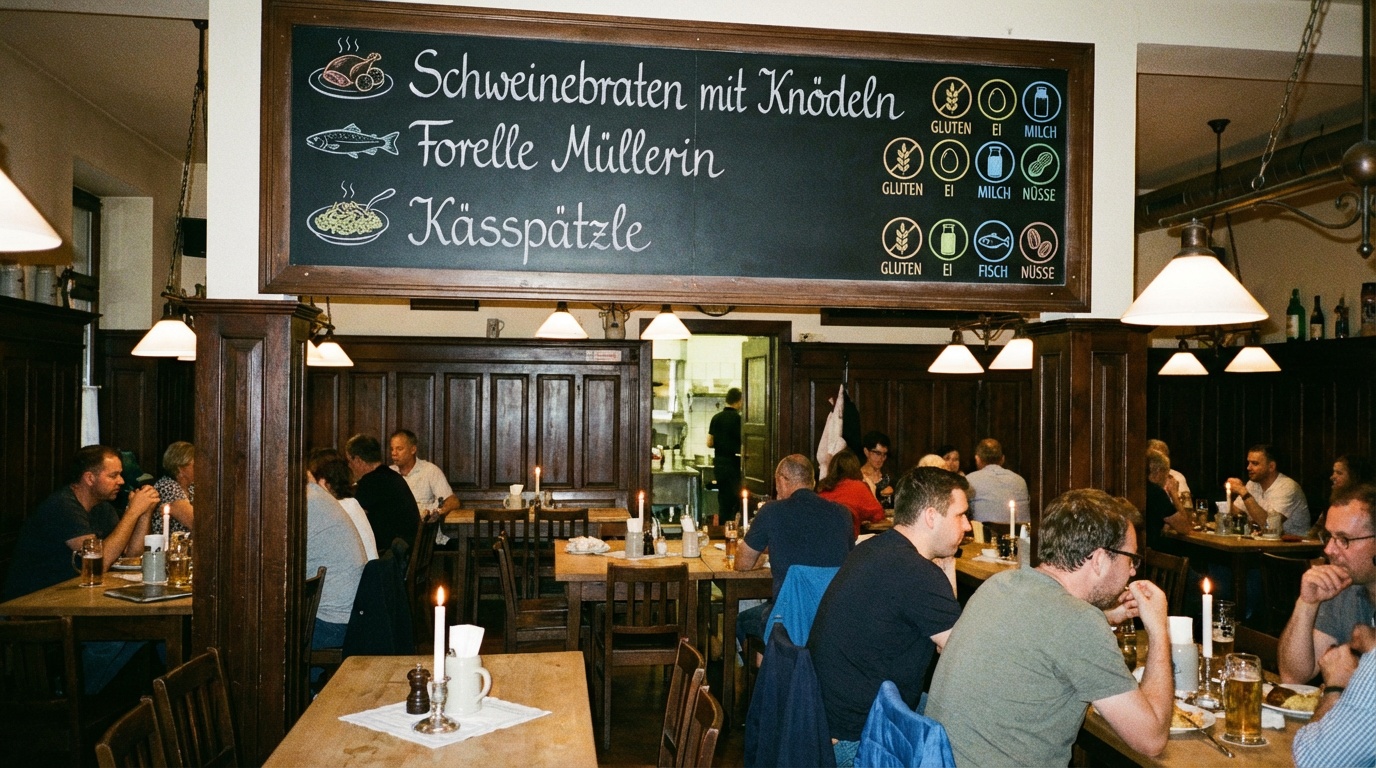 Restaurant mit Allergeninformationen und Speisekarte - Kennzeichnungspflicht für Allergene