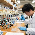 Wissenschaftler bei der Enzym-Forschung im Labor - Transglutaminase-Blocker Therapieansatz