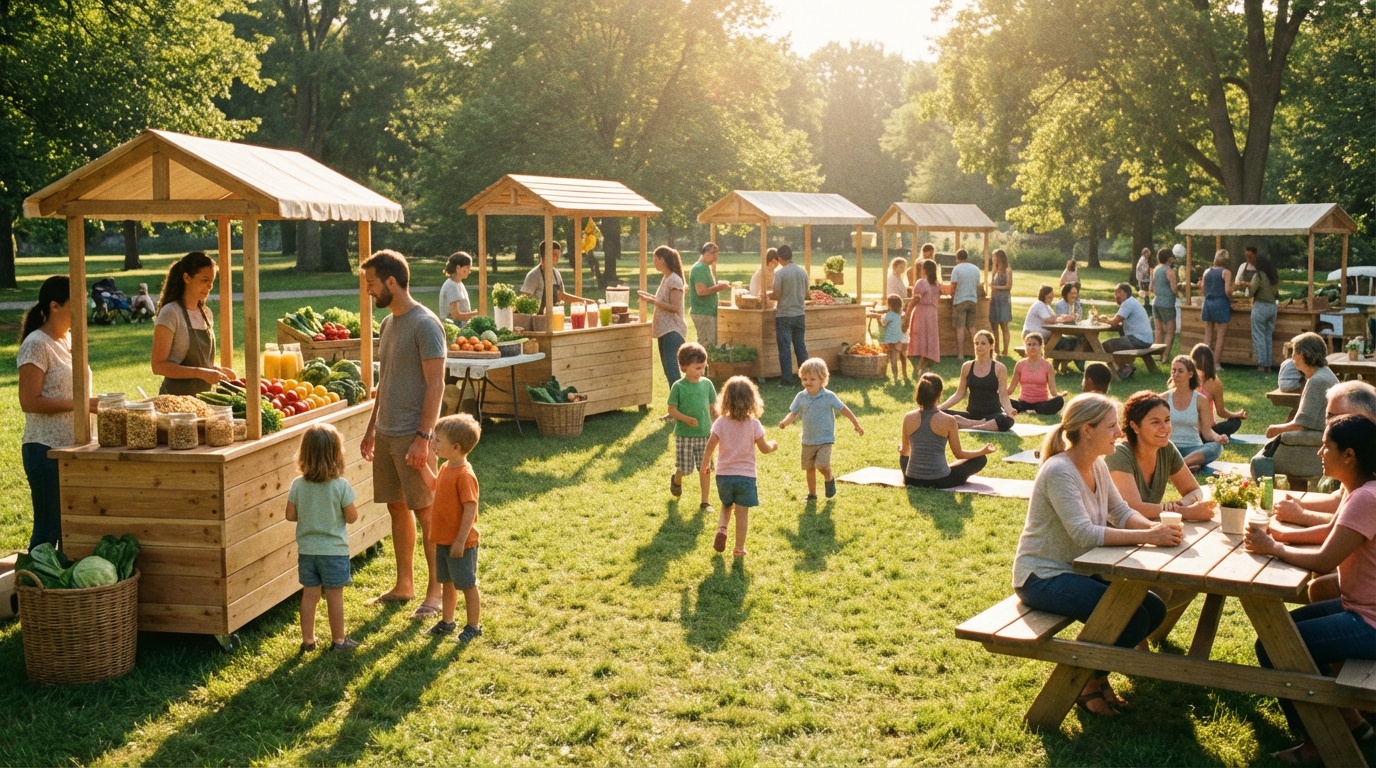 Menschen bei einer Outdoor-Veranstaltung zum Welt-Zöliakie-Tag im Park
